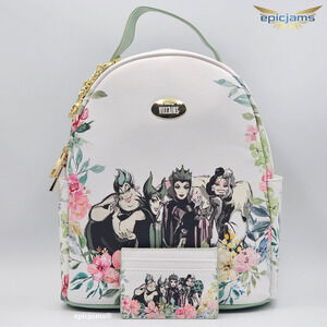 Disney Exclusive Villains Floral Mini Backpack and Card Holder Set